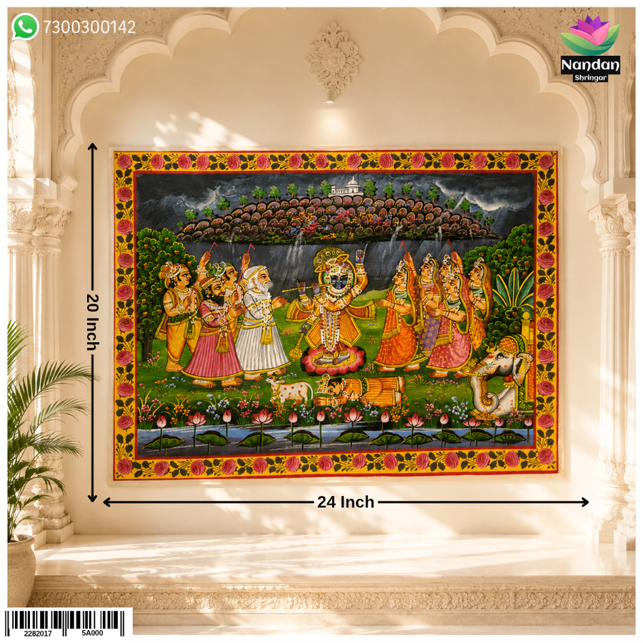 Hand-Painted Govardhan Leela Pichwai