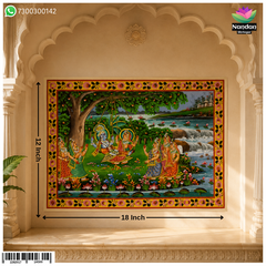 Hand-painted Van Vihar Pichwai by Nandan Shringar, featuring intricate traditional artwork on fabric.