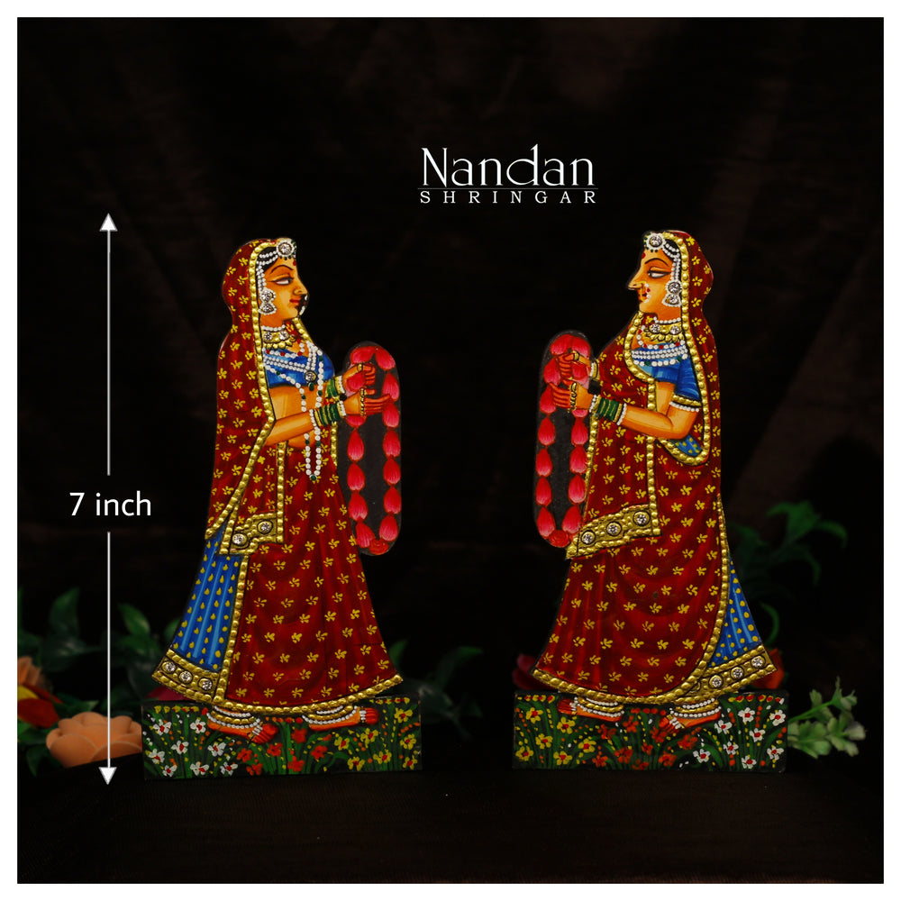 Orange Gopi Mala pair by Nandanshringars showcasing vibrant beads and intricate design.