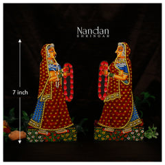 Orange Gopi Mala pair by Nandanshringars showcasing vibrant beads and intricate design.