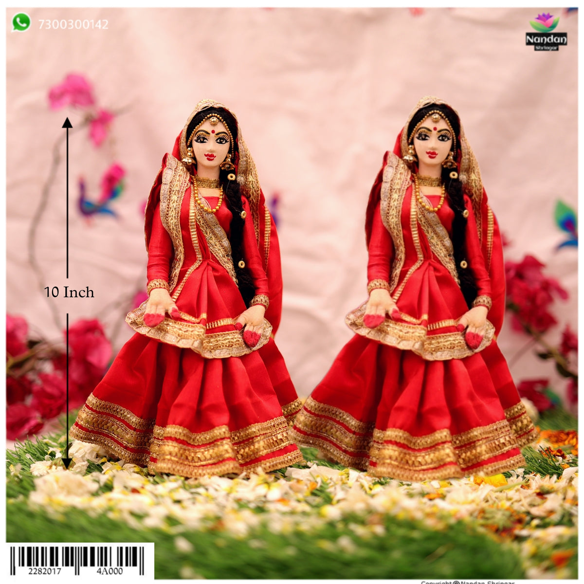 Pair of 10-inch cloth Gopi sets from Nandanshringars, showcasing traditional Indian textile design and craftsmanship.