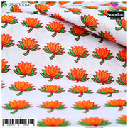 Nandan Shringar Kamal Talai Vastra in Kesri color, featuring intricate traditional textile design on fabric.