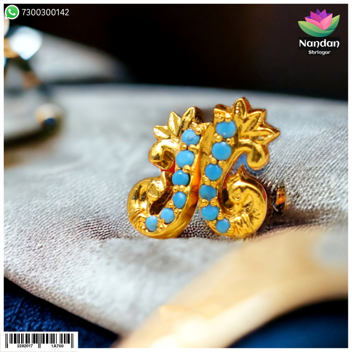 MayuraKrit Kundal - Silver (Firozi)