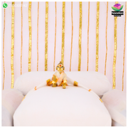 White gold Rath Yatra special vastra from Nandanshringars, showcasing intricate traditional fabric with detailed patterns.