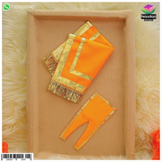 Orange satin Chira Odni with intricate embroidery, from Nandanshringars, displayed flat showcasing its luxurious fabric and design details.