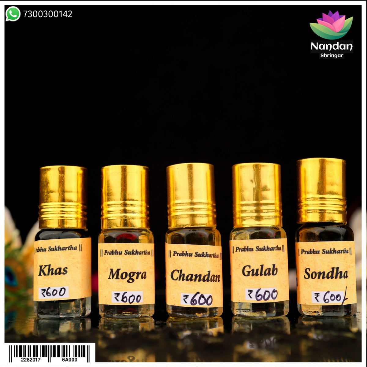 Itra Set - Pack of 5 ( khas, mogra, gulab, sondh, Chandan )