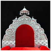 Silver Sinhasan Saagwan Wood