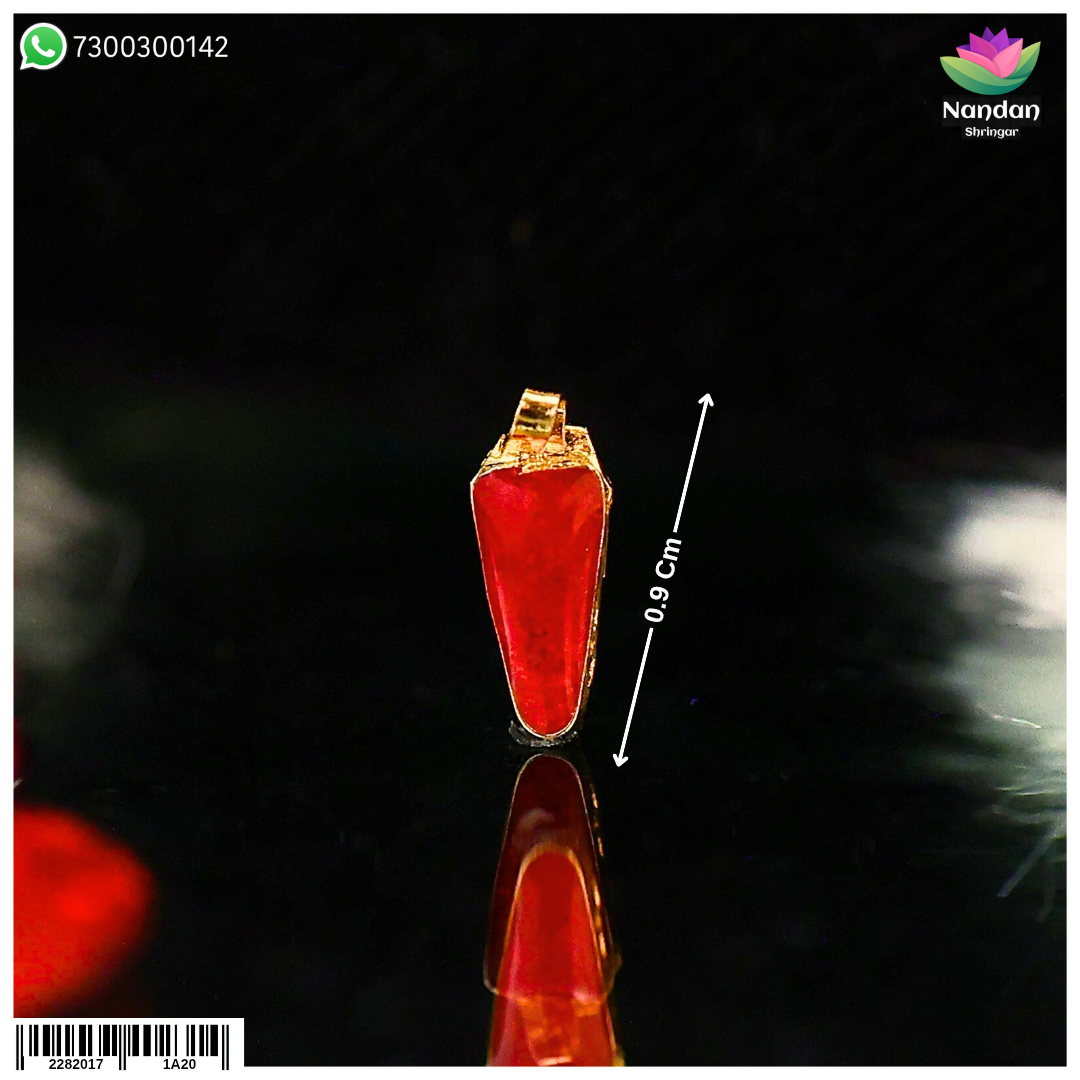 Red Meenakari Tilak from nandanshringars, size 3, showcasing intricate design on a traditional forehead ornament.