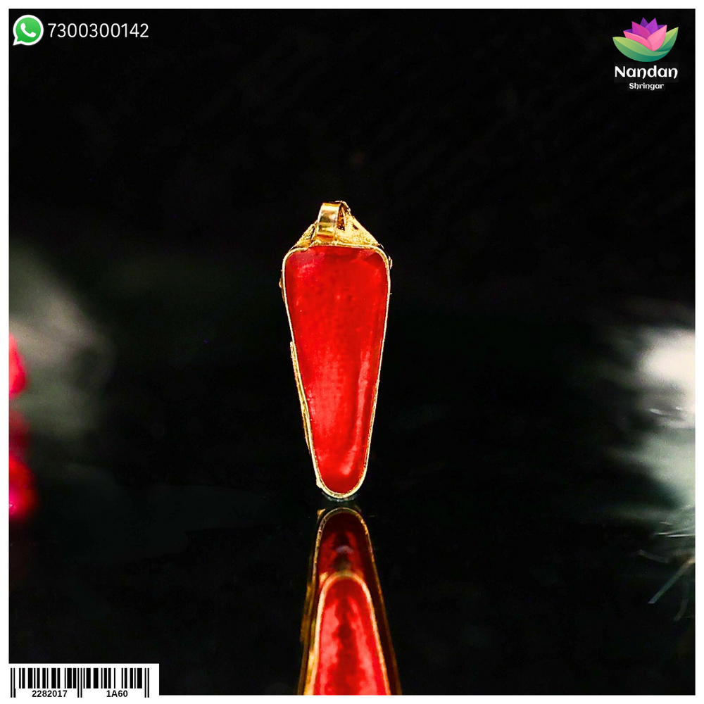 Red Meenakari Tilak from Nandanshringars, size 4, showcasing intricate traditional design on a decorative jewelry piece.