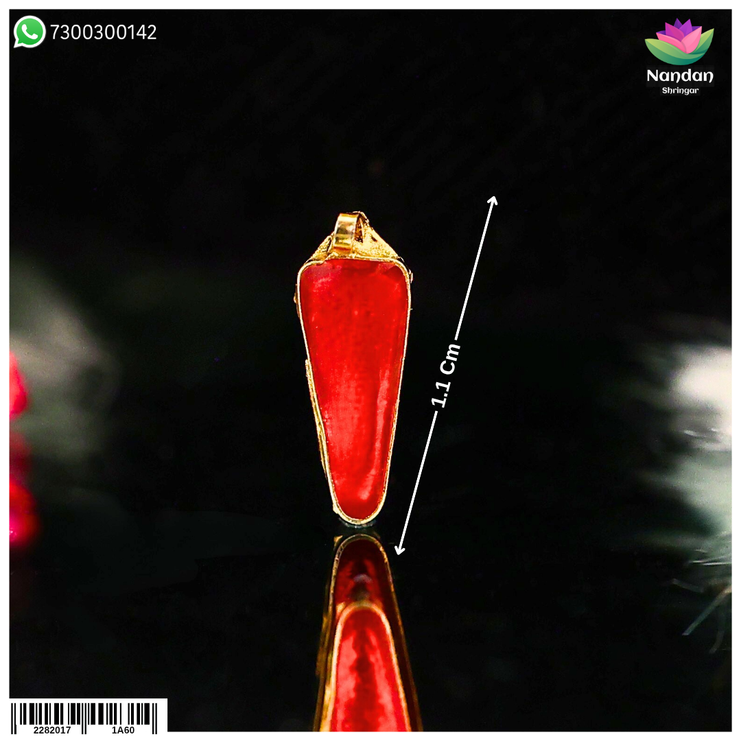 Red Meenakari Tilak from Nandanshringars, size 4, featuring intricate design and vibrant colors.