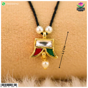 Nandanshringars Jadaau Waghnakh with real pearls, traditional Indian jewelry featuring intricate design and pearl embellishments.