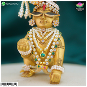 Nandanshringars Waghnakh Haar with Heera Panna, traditional gold-toned necklace featuring intricate design and gemstone embellishments.