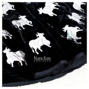 Cow Print Velvet Vastra - Black