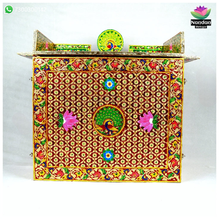 Meenakari Bangla - Reversible  Side 1 - Laal Side 2 - Hara ( 16 Inch )