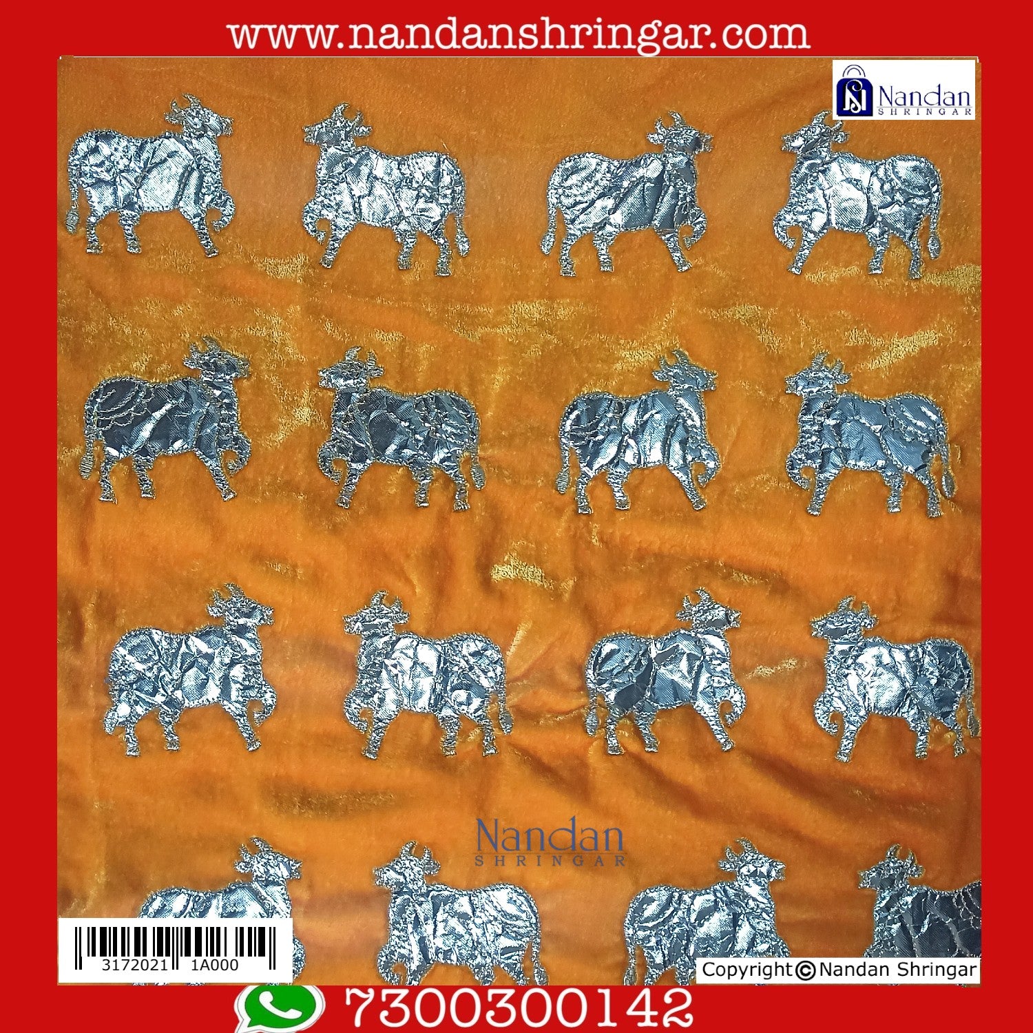 Cow Print Velvet Vastra - Yellow