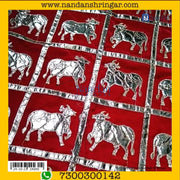 Cow Print Velvet Vastra - Red (Box Pattern)