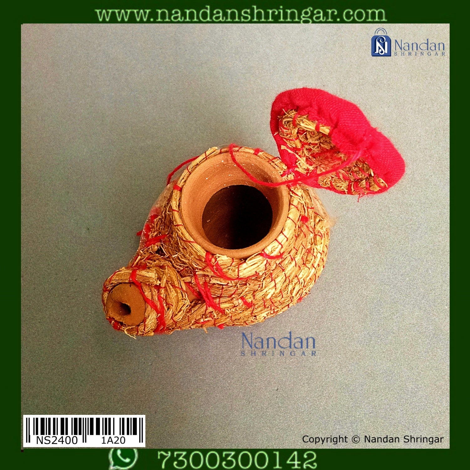Small Khas Jhari Ji by Nandanshringars featuring a vibrant blue border and intricate traditional design.