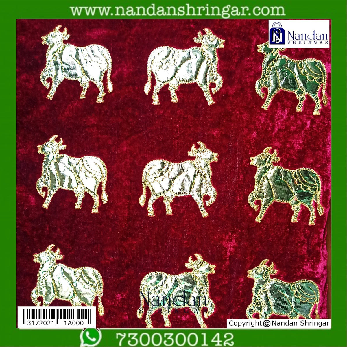 Cow Print Velvet Vastra - Maroon