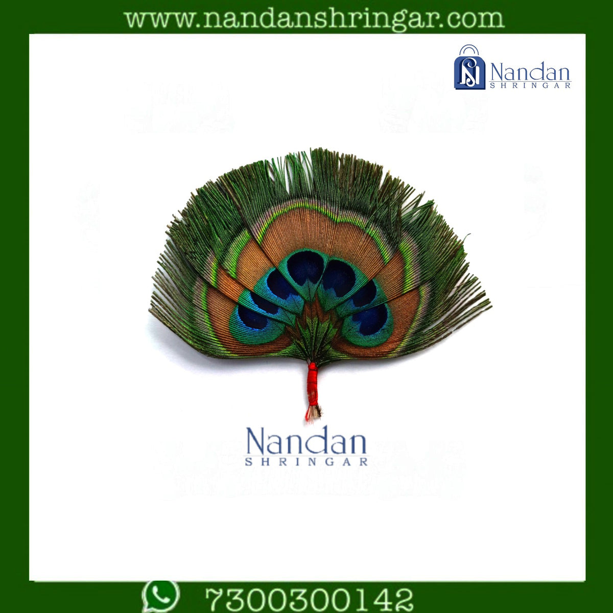 Blue-bordered 7 Mor Pankh Ki Jod single side from Nandanshringars, showcasing intricate feather details and craftsmanship.
