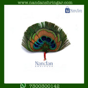 Blue-bordered 7 Mor Pankh Ki Jod single side from Nandanshringars, showcasing intricate feather details and craftsmanship.