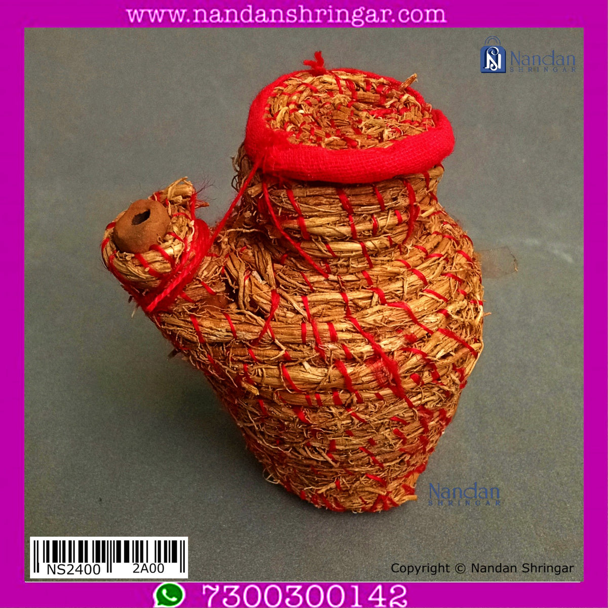 Blue-bordered medium Khas Jhari Ji from nandanshringars, featuring intricate traditional design and detailed craftsmanship.