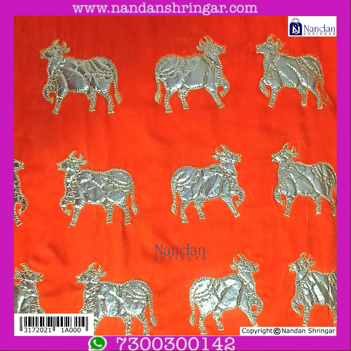Cow Print Velvet Vastra - Orange