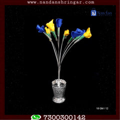 Fine silver flower pot by Utsav Arts, showcasing an elegant design with intricate detailing and a polished finish.