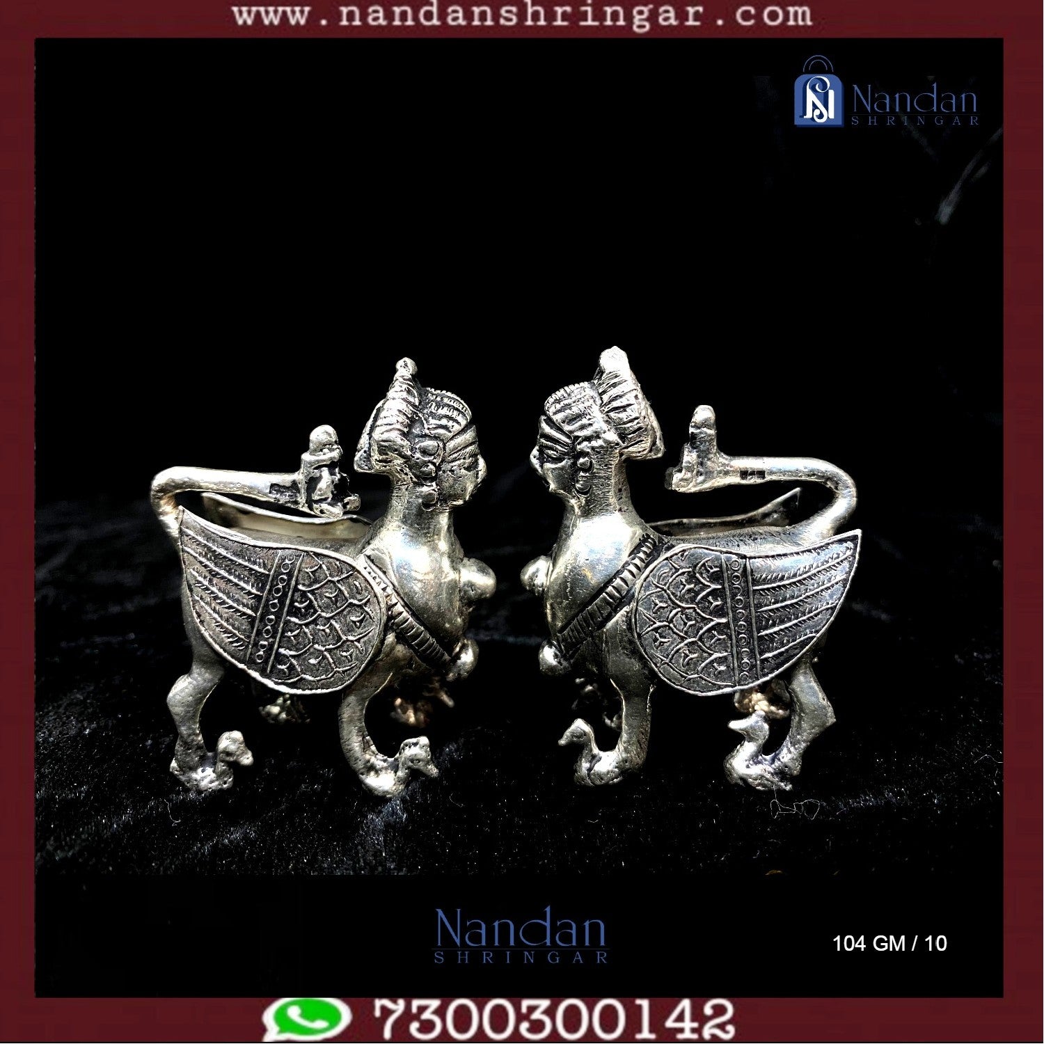 Fine silver Kaamdhenu cow figurines, beautifully crafted, showcasing intricate details from Utsav Arts.