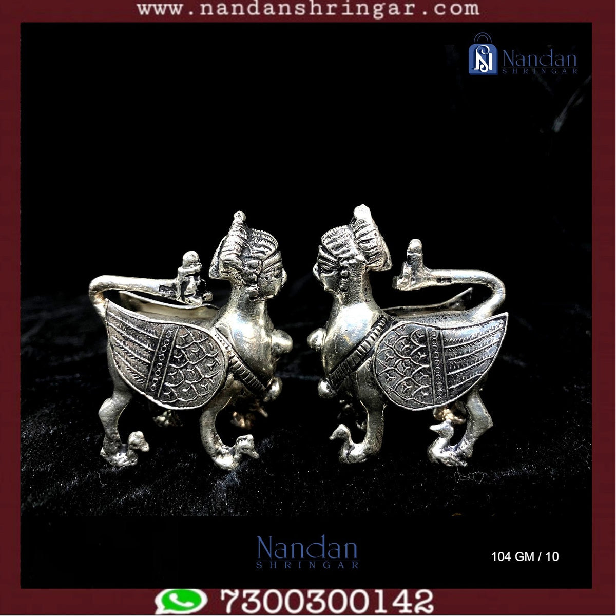 Fine silver Kaamdhenu cow figurines, beautifully crafted, showcasing intricate details from Utsav Arts.