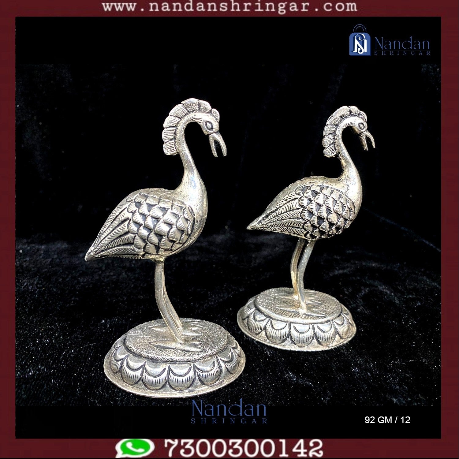 One pair of Saras Fine Silver earrings by Utsav Arts, showcasing intricate design and polished finish.