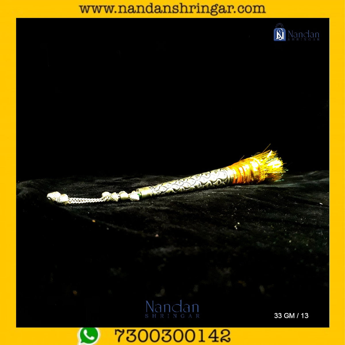 Fine silver Najariya by Utsav Arts, showcasing intricate design and craftsmanship in a detailed close-up view.