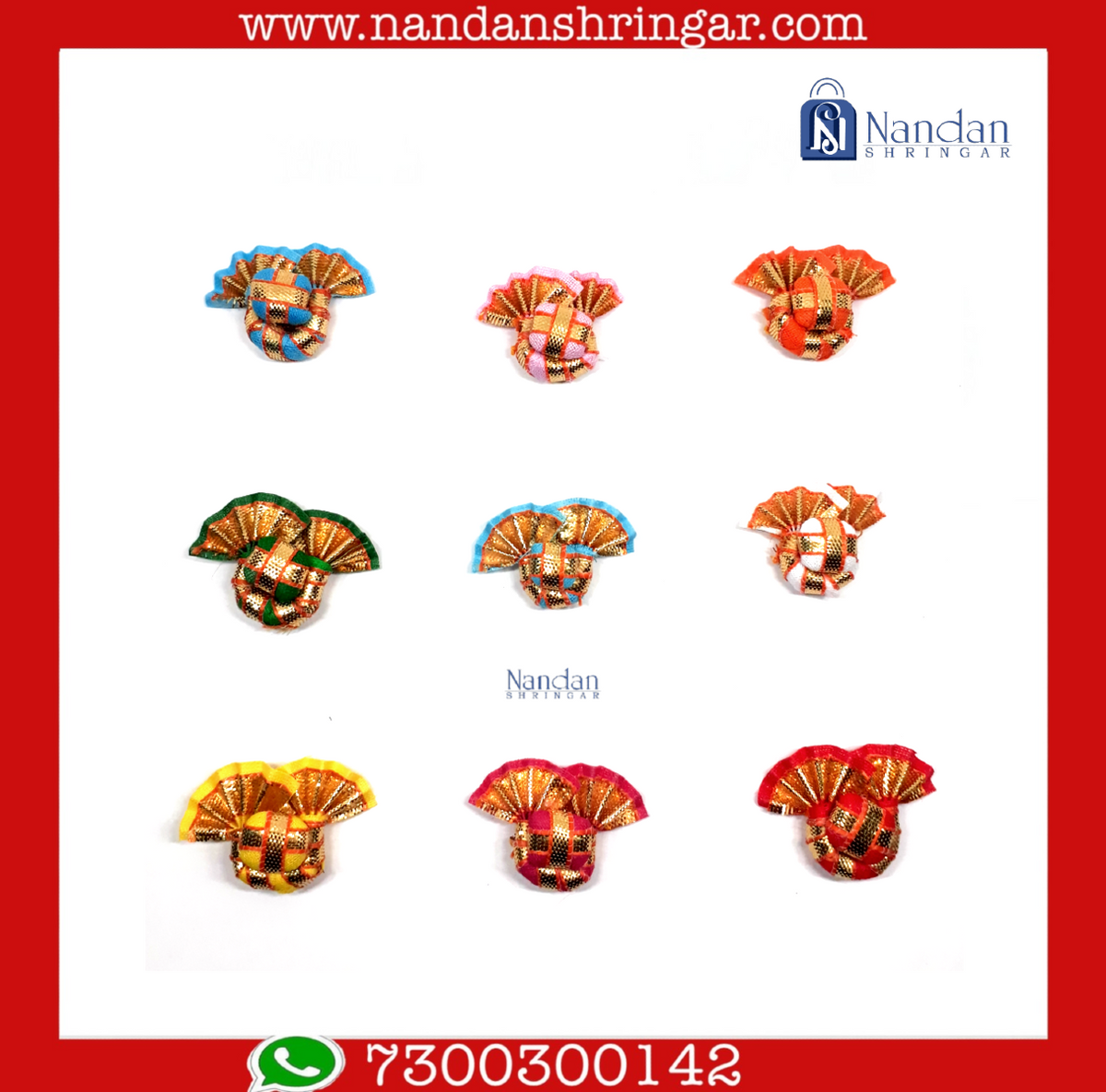 Kulhe Zari Paag - Chitra Ji - Medium - Various Colors (Pack of 10) - nandanshringar