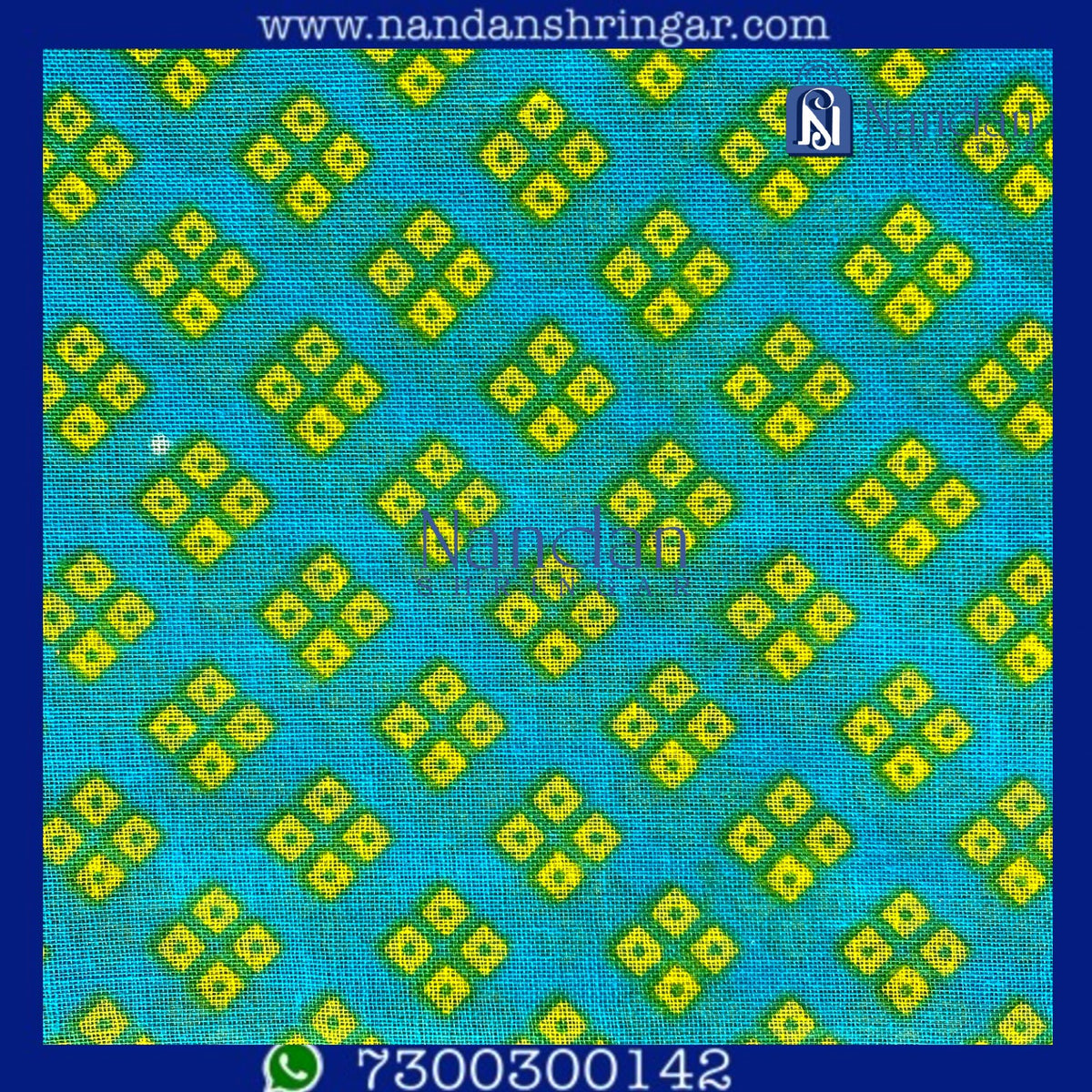 Blue Firozi Choufuli Vastra by nandanshringars, showcasing intricate patterns and rich fabric texture.