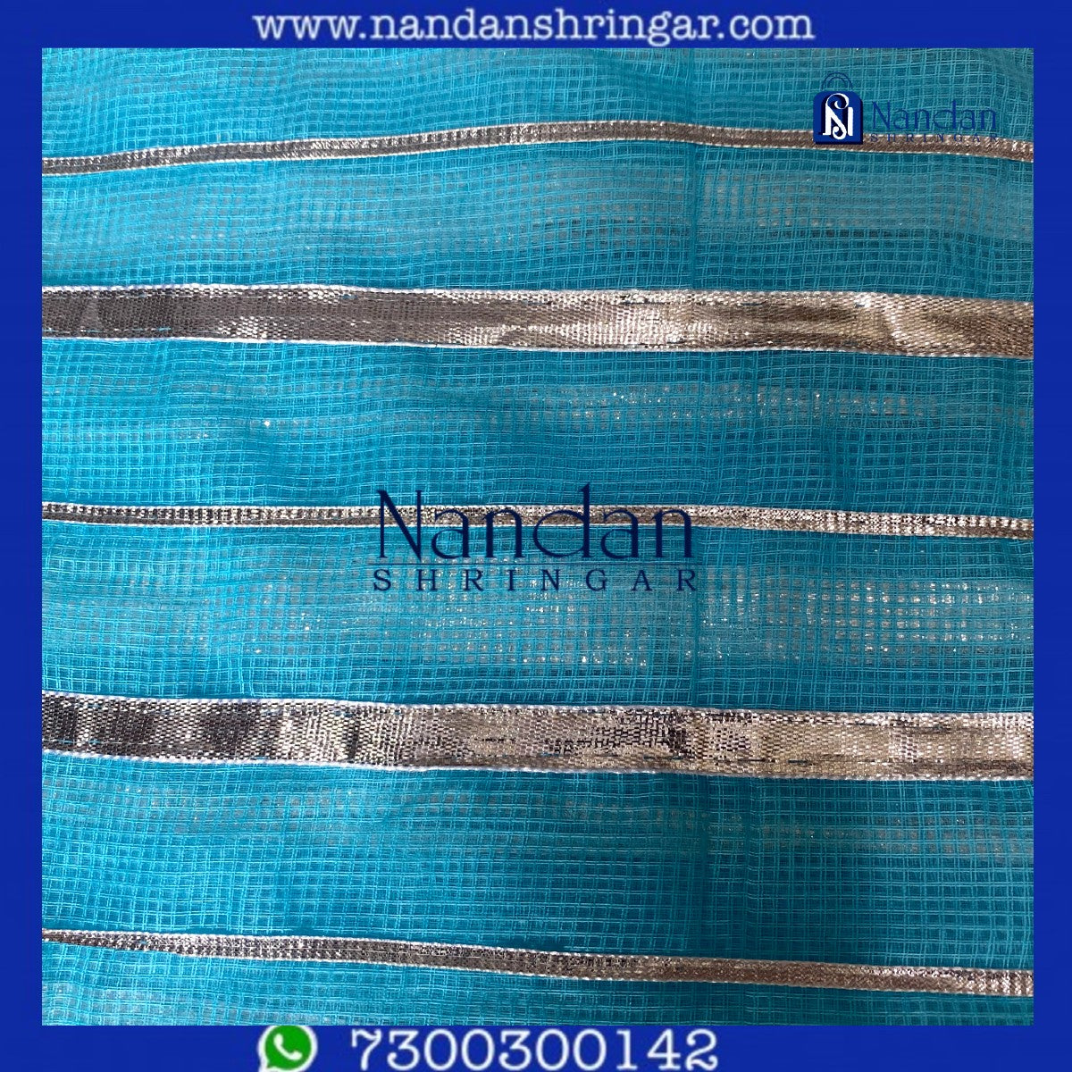 Blue Dhora Wala Doriya Special Zari Vastra by nandanshringars, showcasing intricate zari work and vibrant colors.