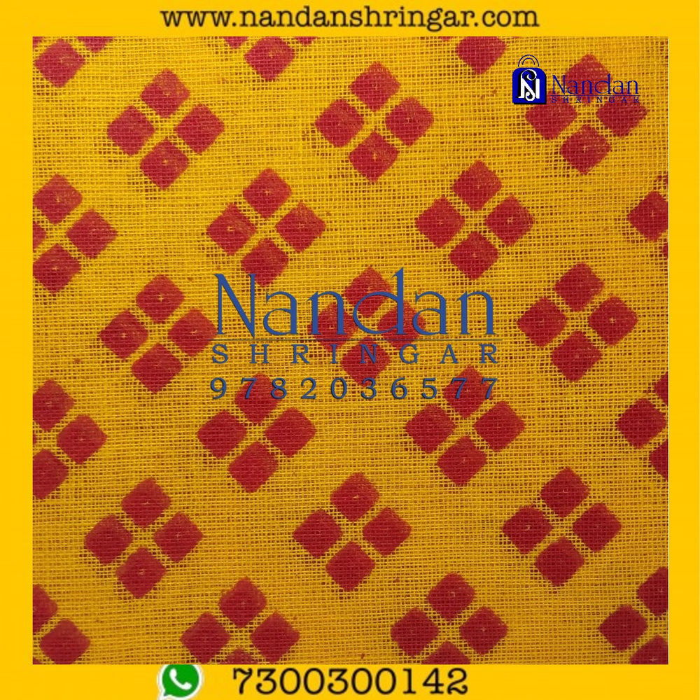 Choufuli Premium Vastra in vibrant orange (Kesari) by nandanshringars, showcasing intricate fabric details.