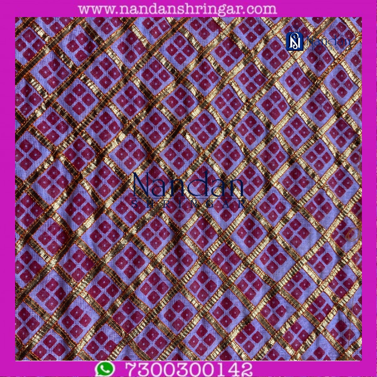 Pink Choufuli Checks Zari Vastra by nandanshringars with intricate check patterns and a shimmering zari finish.