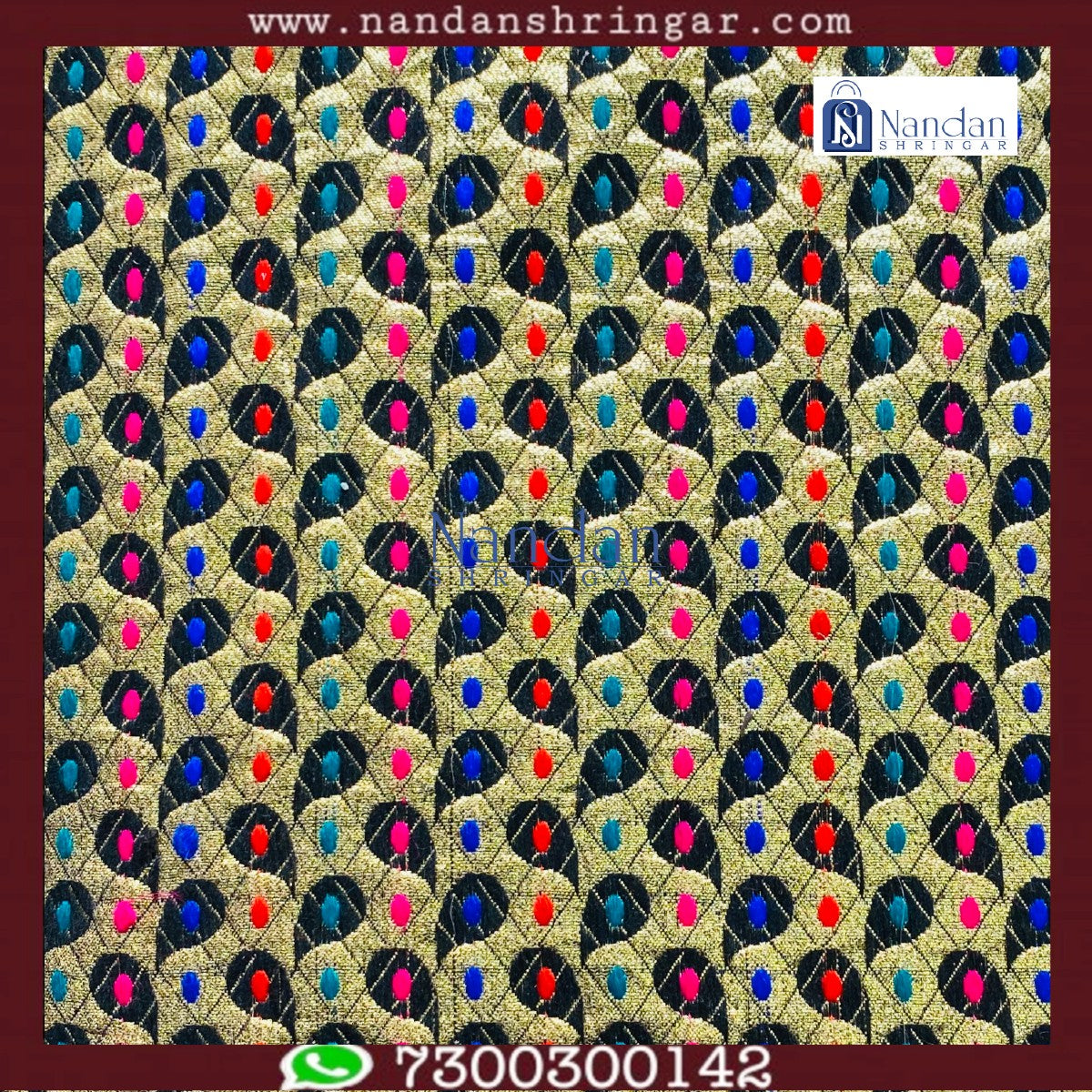 Multi-color designer Zari Vastra by nandanshringars, showcasing intricate patterns and rich fabric texture.