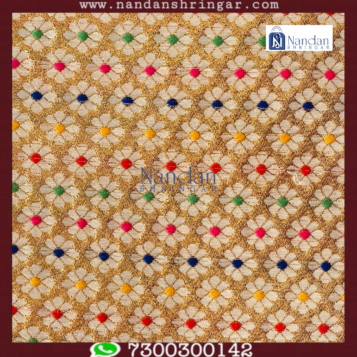 Yellow designer Zari Vastra by Nandanshringars, showcasing intricate patterns and rich texture in elegant fabric.