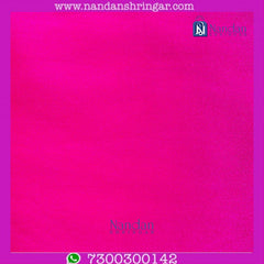 Pink satin vastra with intricate gold embroidery from Nandanshringars, displayed on a mannequin.