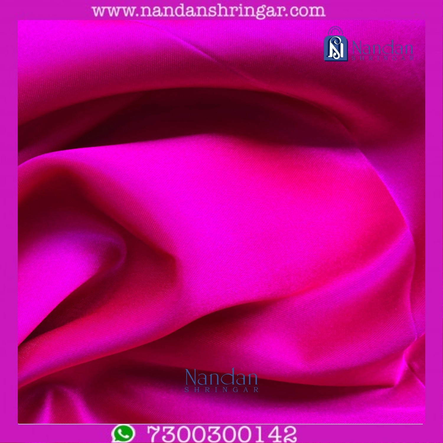 Pink satin Vastra from Nandanshringars, elegant traditional fabric featuring a smooth, shiny pink satin material with intricate details.