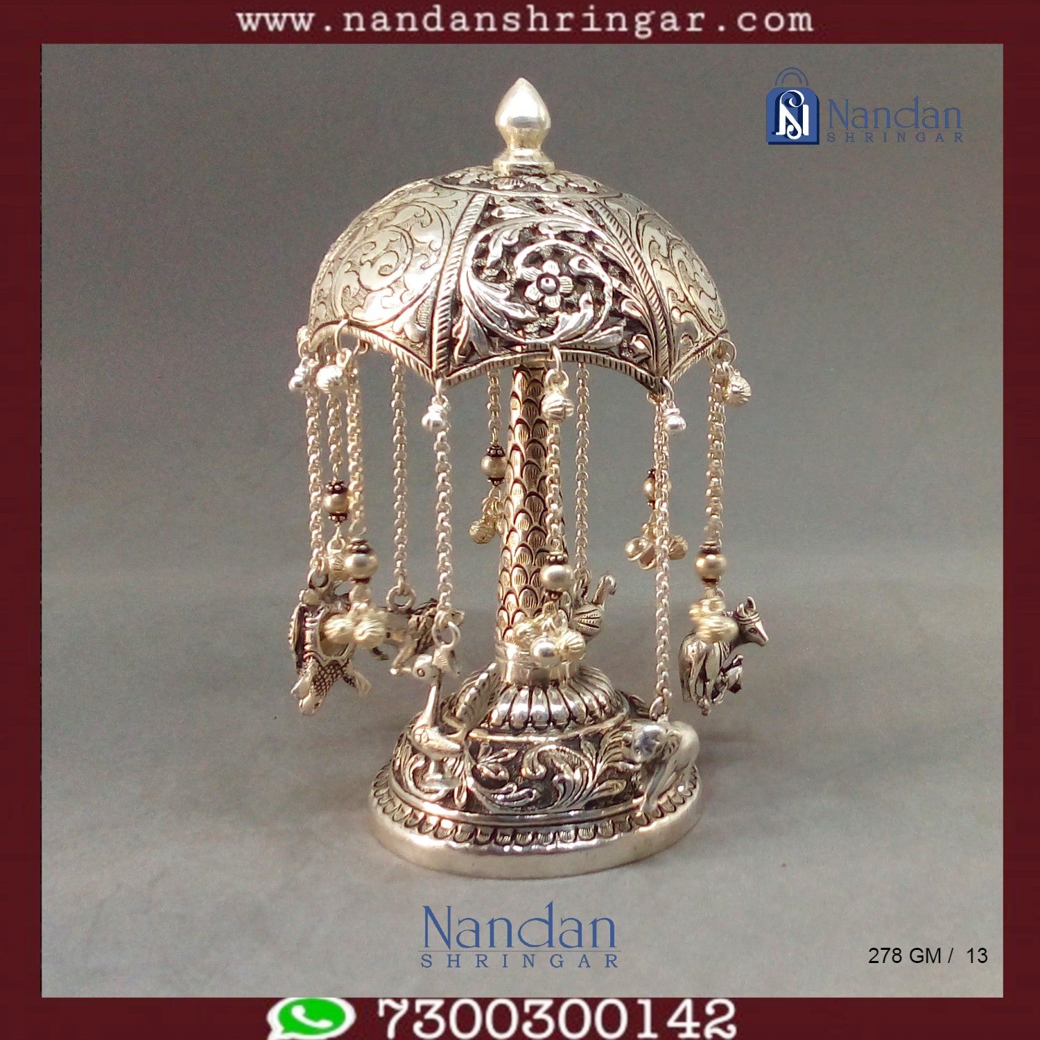 Fine silver Chak Dol by Utsav Arts, featuring intricate design and craftsmanship, suitable for traditional decor.