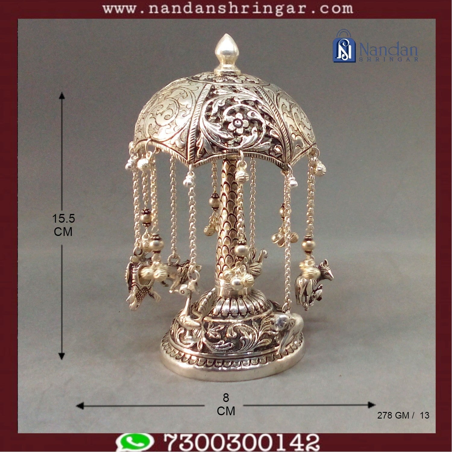 Fine silver Chak Dol by Utsav Arts, showcasing intricate craftsmanship and elegant design in a traditional style.