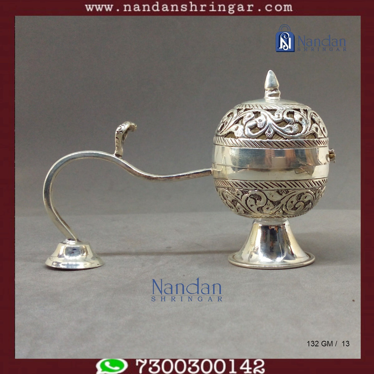 Fine silver Special Dhoop Aarti from Utsav Arts, featuring intricate design and traditional craftsmanship.