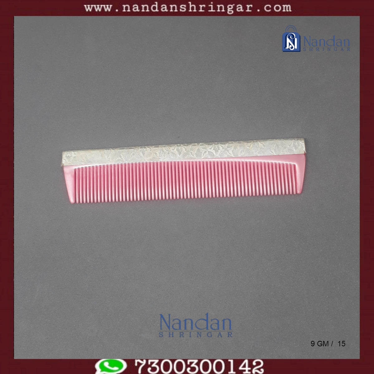 Fine silver comb by Utsav Arts, featuring intricate design and polished finish, ideal for hairstyling and grooming.
