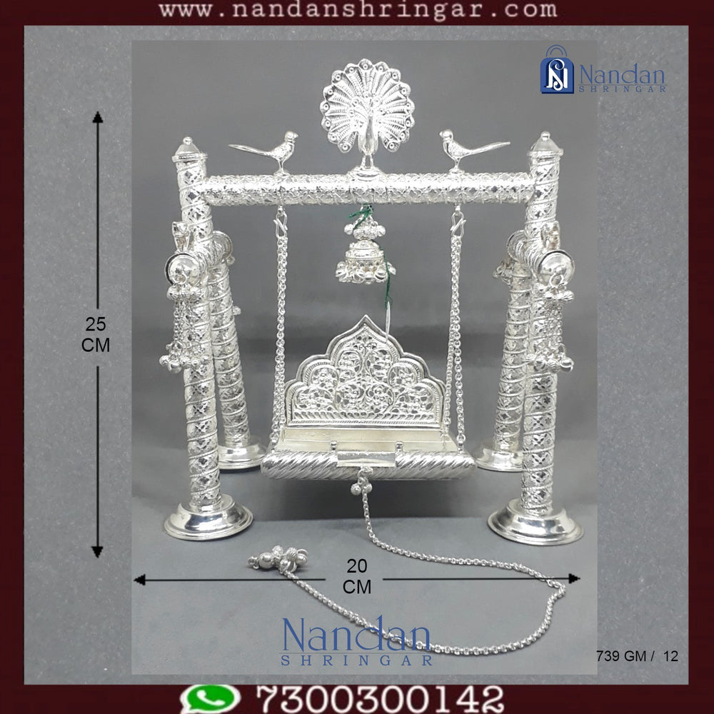 Premium fine silver carving palna by Utsav Arts, showcasing intricate designs and detailed craftsmanship.