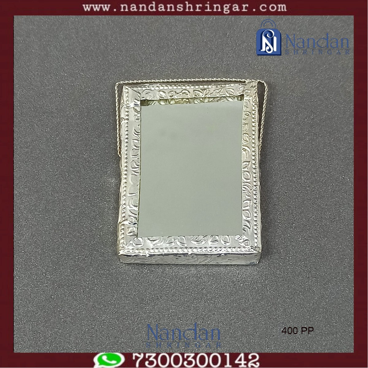 Silver Aarsi mirror from Utsav Arts, 4 cm, featuring intricate traditional design with fine silver craftsmanship.