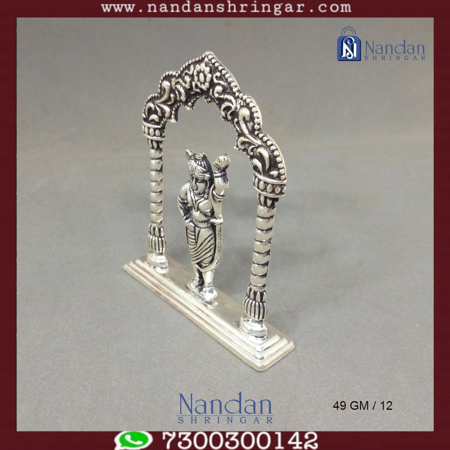 Fine silver Shreenath Ji statue by Utsav Arts, showcasing intricate details and traditional Mangla attire.