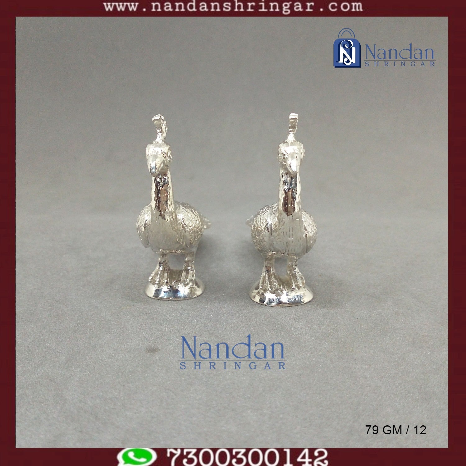 Peacock Fine Silver - One Pair
