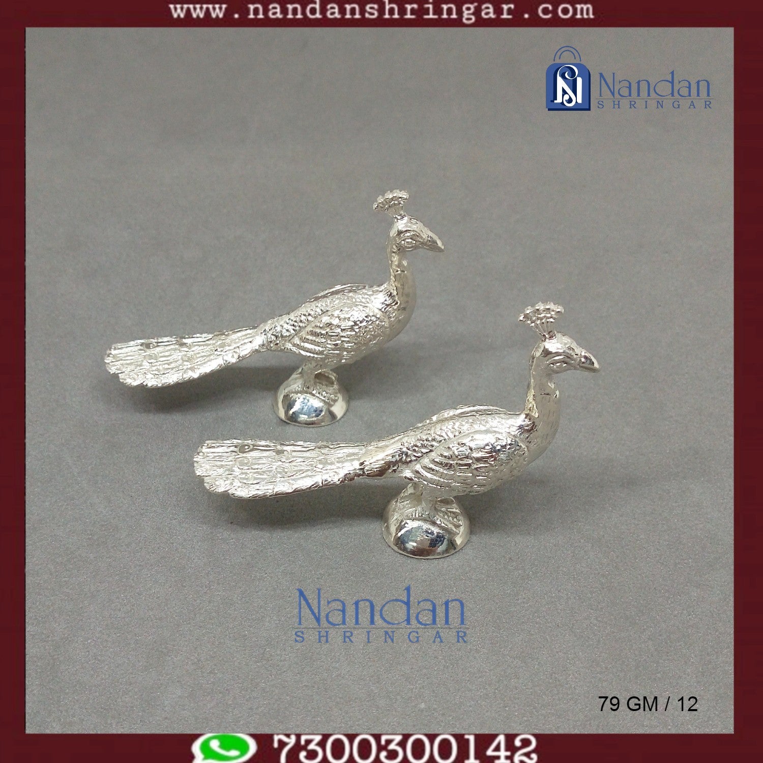 Peacock Fine Silver - One Pair