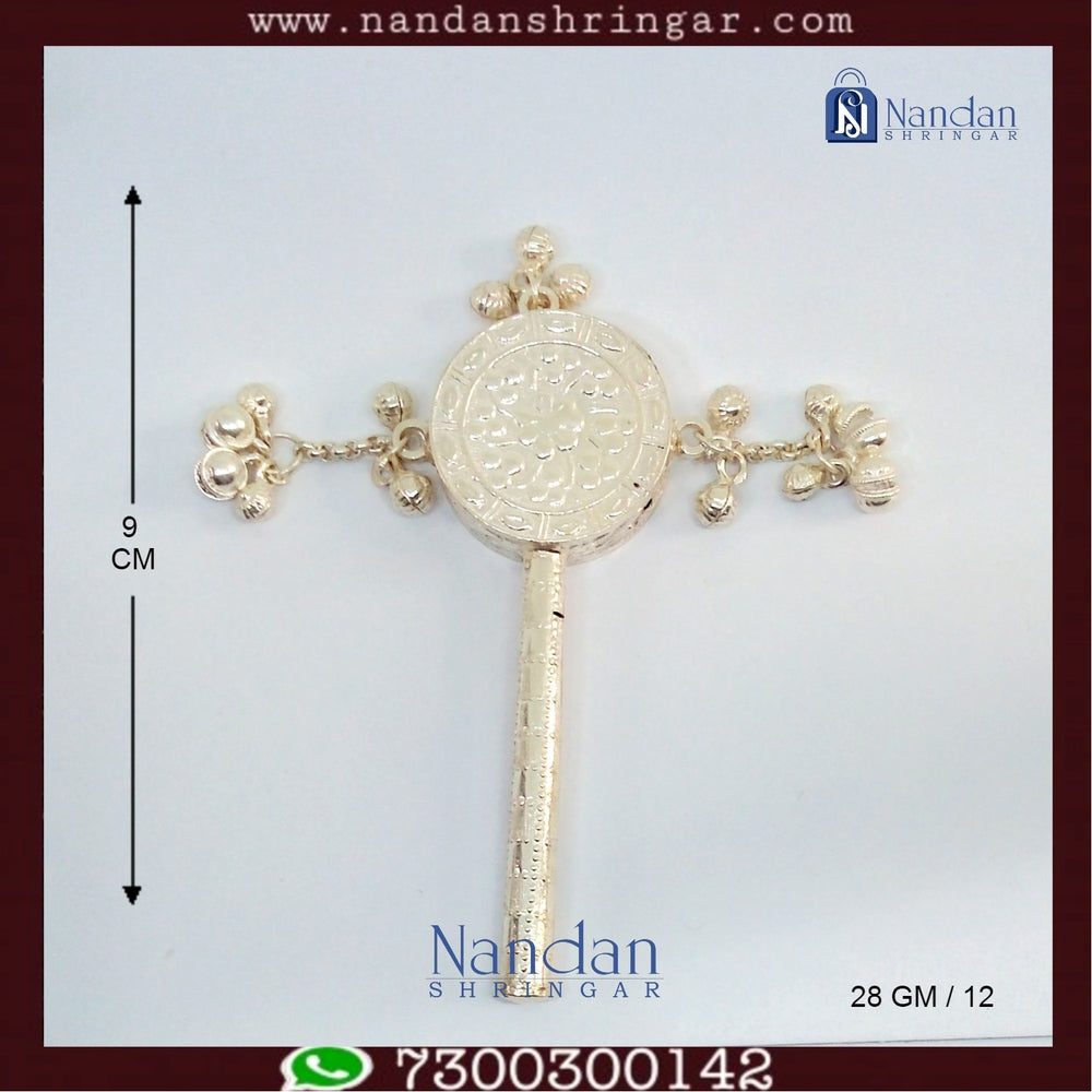 Fine silver Damru Gugra by Utsav Arts, featuring intricate design and a polished finish, displayed against a neutral background.